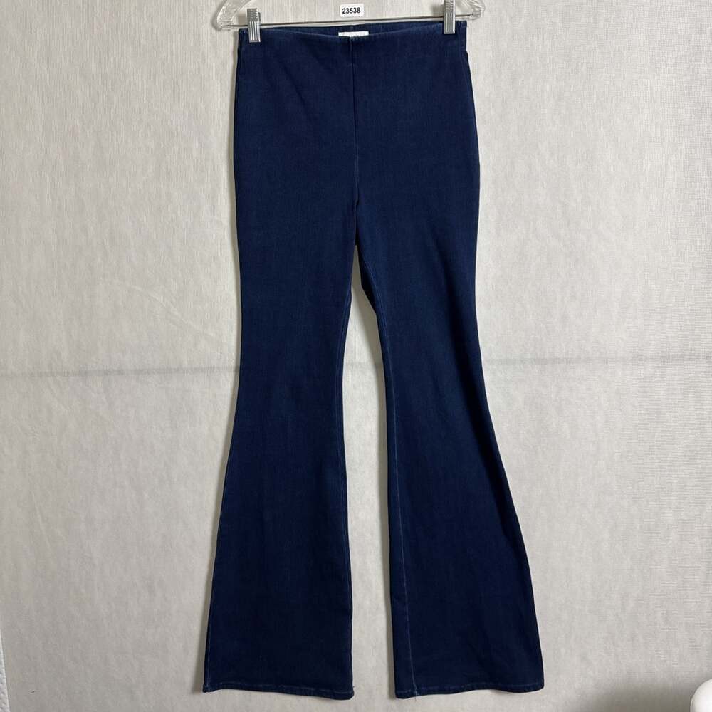 Good American Women's 2 Dark Wash Blue Stretch Denim Pull On Flare Pants